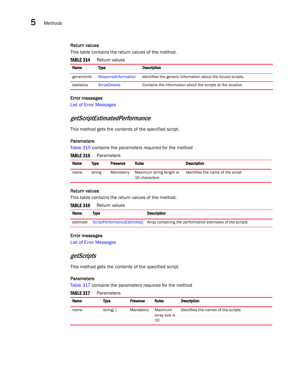 Getscriptestimatedperformance, Getscripts | Brocade Virtual ADX XML API Programmer’s Guide (Supporting ADX v03.1.00) User Manual | Page 468 / 878