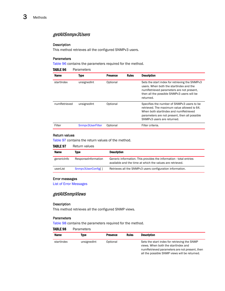 Getallsnmpv3users, Getallsnmpviews | Brocade Virtual ADX XML API Programmer’s Guide (Supporting ADX v03.1.00) User Manual | Page 54 / 878