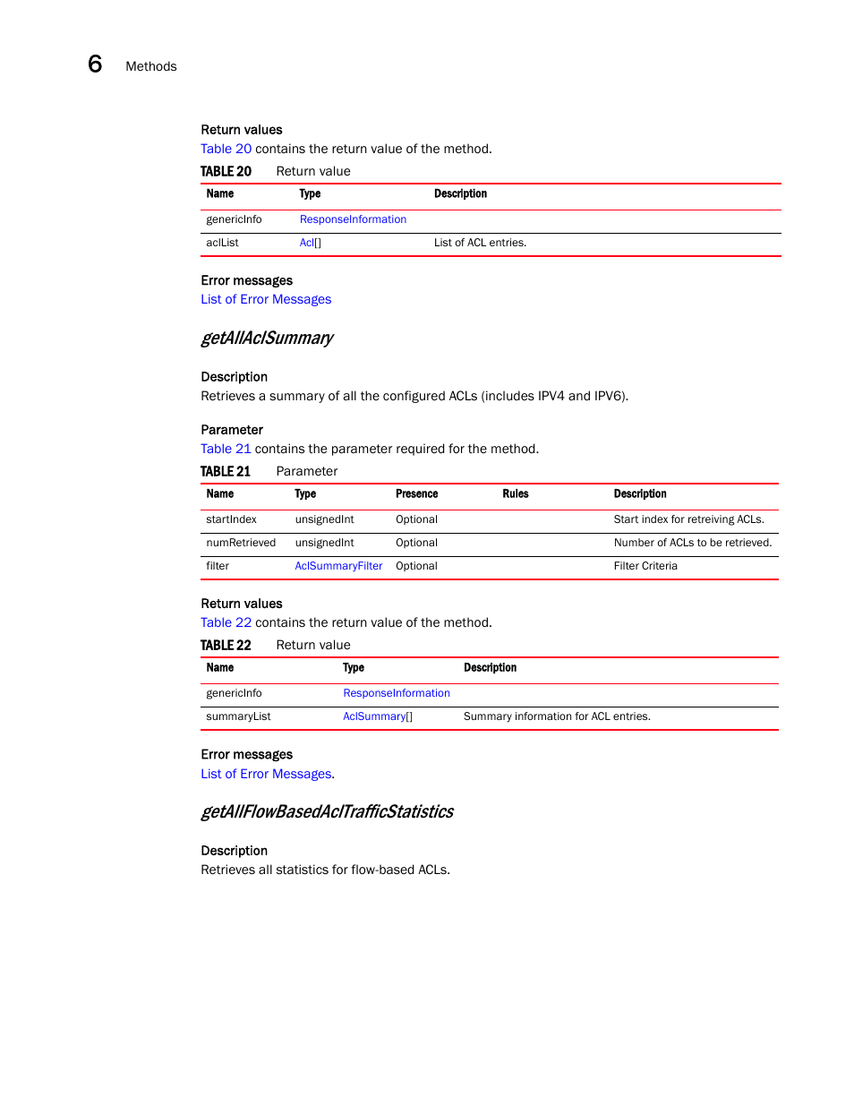 Getallaclsummary, Getallflowbasedacltrafficstatistics | Brocade Virtual ADX XML API Programmer’s Guide (Supporting ADX v03.1.00) User Manual | Page 576 / 878