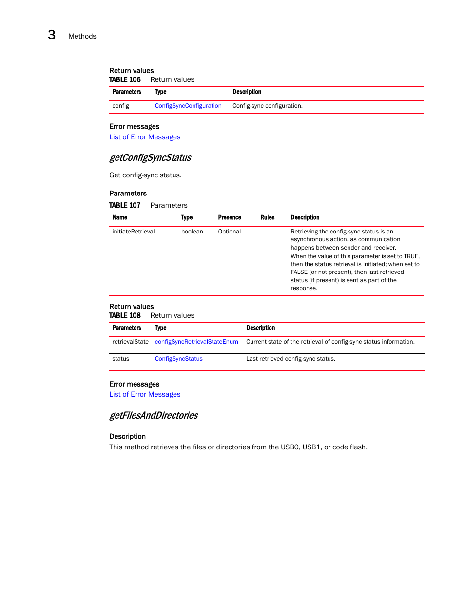Getconfigsyncstatus, Getfilesanddirectories | Brocade Virtual ADX XML API Programmer’s Guide (Supporting ADX v03.1.00) User Manual | Page 58 / 878