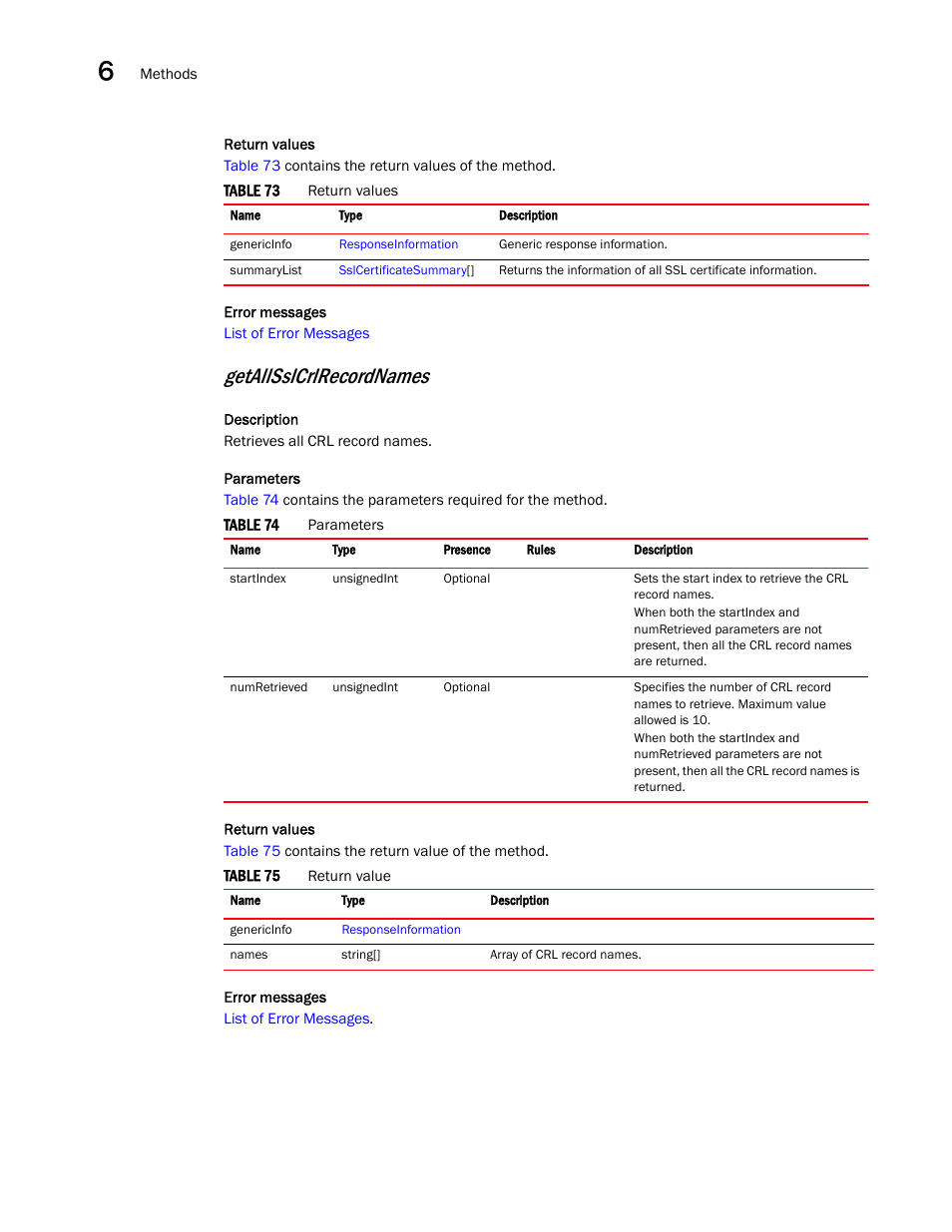 Getallsslcrlrecordnames | Brocade Virtual ADX XML API Programmer’s Guide (Supporting ADX v03.1.00) User Manual | Page 594 / 878