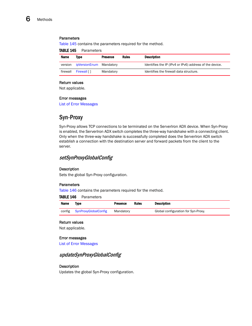 Syn-proxy, Setsynproxyglobalconfig, Updatesynproxyglobalconfig | Brocade Virtual ADX XML API Programmer’s Guide (Supporting ADX v03.1.00) User Manual | Page 618 / 878