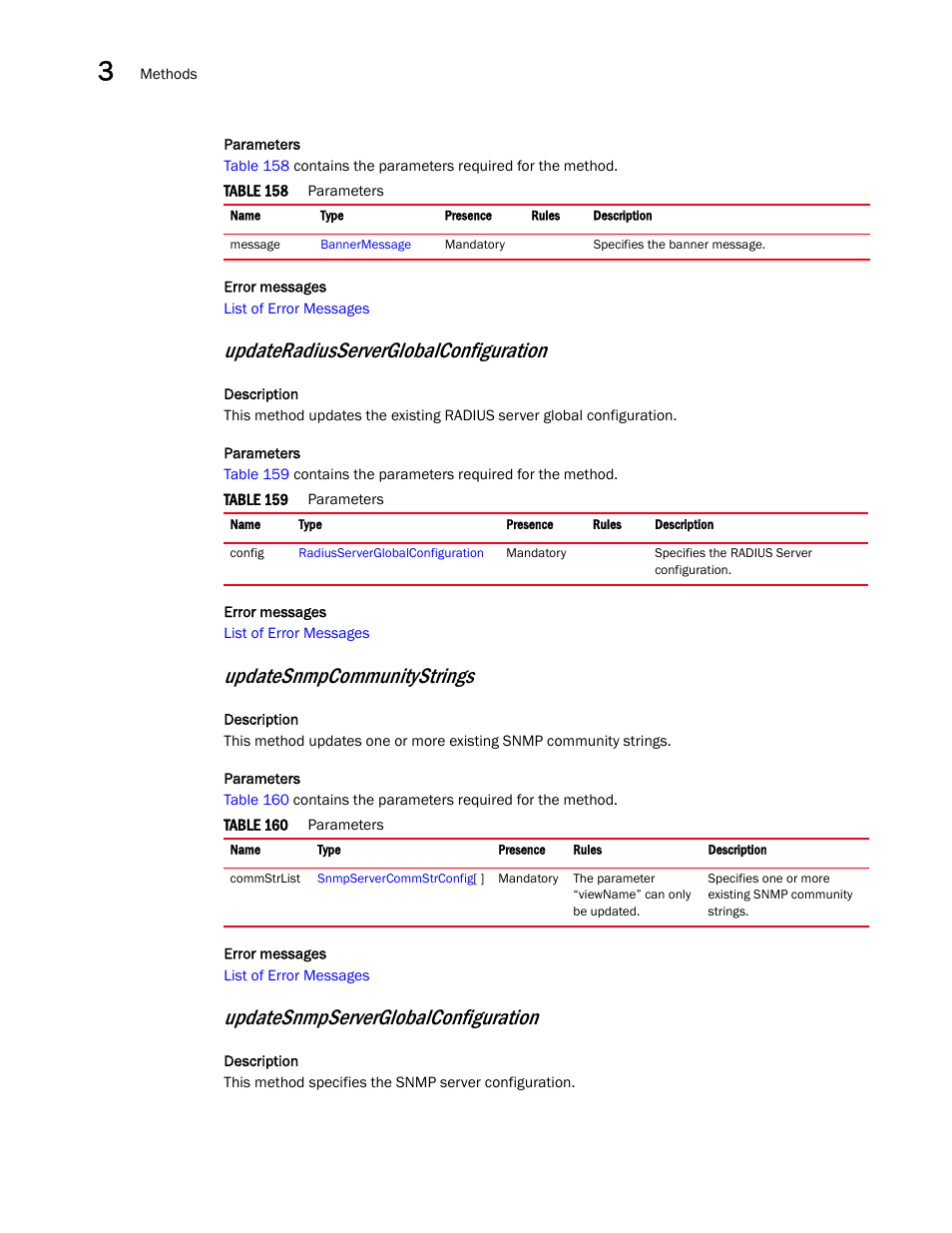 Updateradiusserverglobalconfiguration, Updatesnmpcommunitystrings, Updatesnmpserverglobalconfiguration | Brocade Virtual ADX XML API Programmer’s Guide (Supporting ADX v03.1.00) User Manual | Page 74 / 878