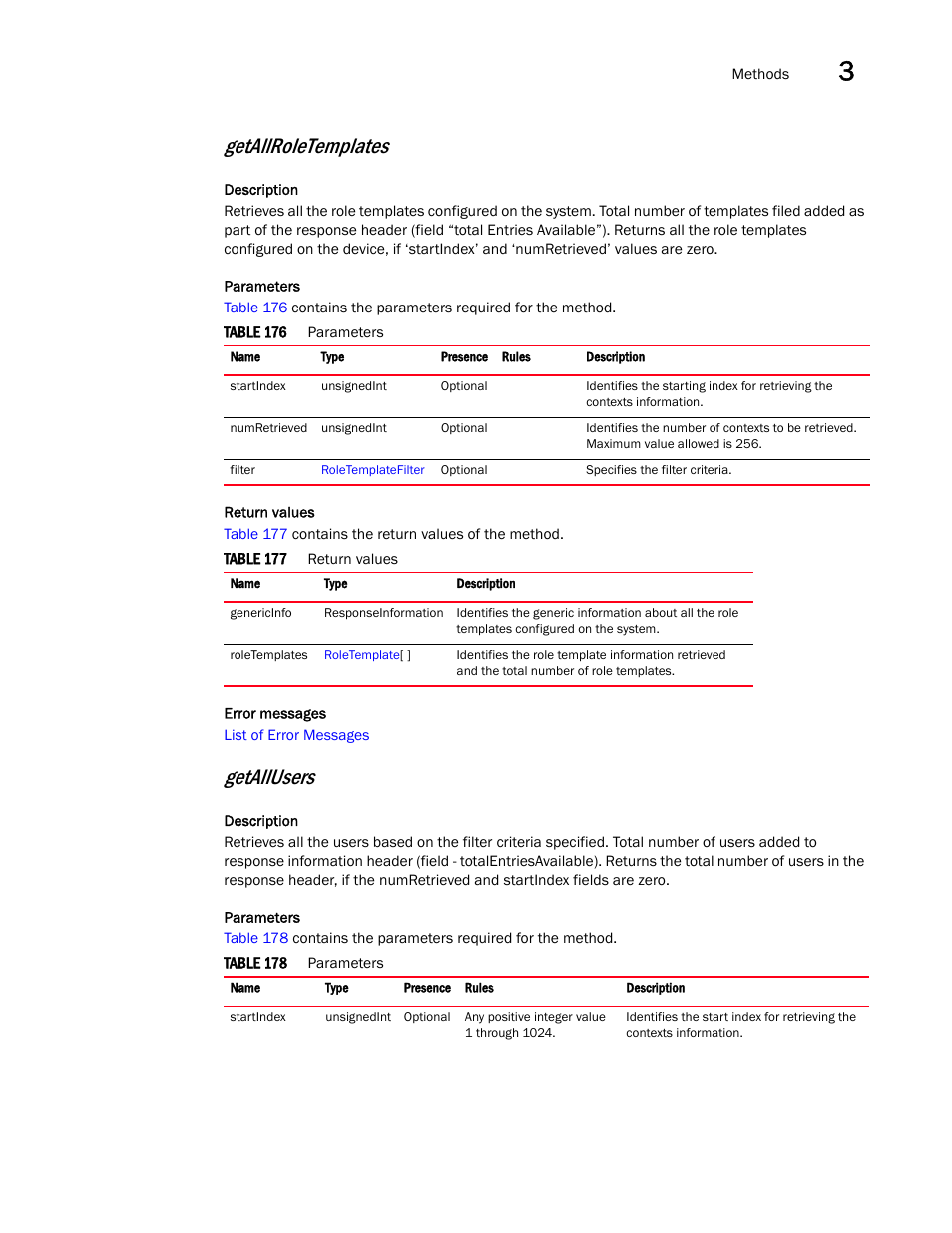 Getallroletemplates, Getallusers | Brocade Virtual ADX XML API Programmer’s Guide (Supporting ADX v03.1.00) User Manual | Page 81 / 878