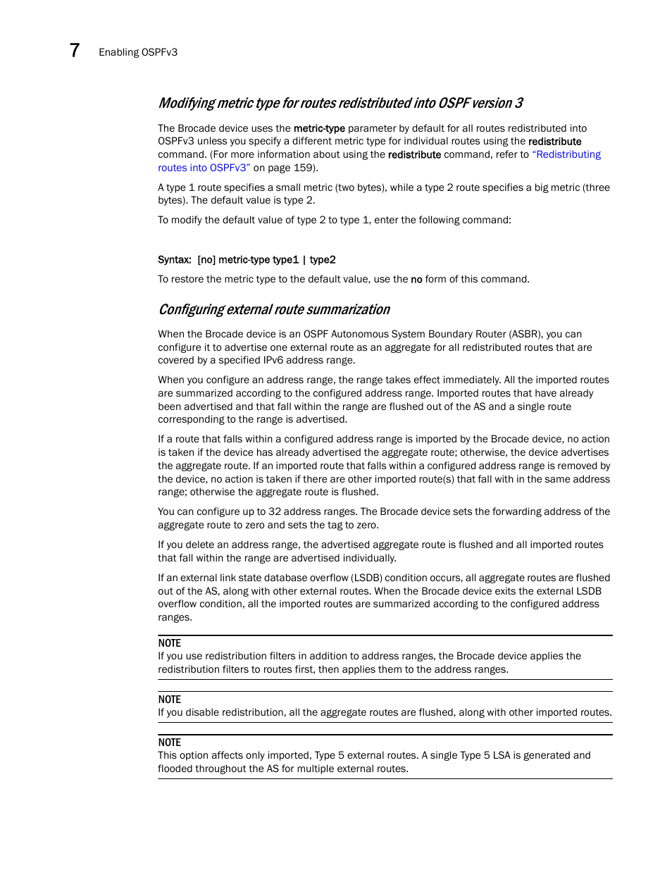 Configuring external route summarization | Brocade Virtual ADX Switch and Router Guide (Supporting ADX v03.1.00) User Manual | Page 176 / 374