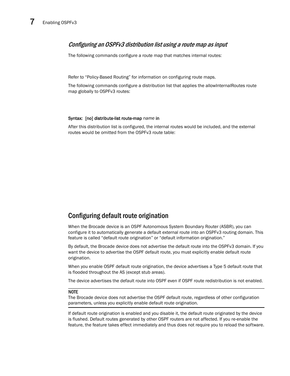Configuring default route origination | Brocade Virtual ADX Switch and Router Guide (Supporting ADX v03.1.00) User Manual | Page 178 / 374