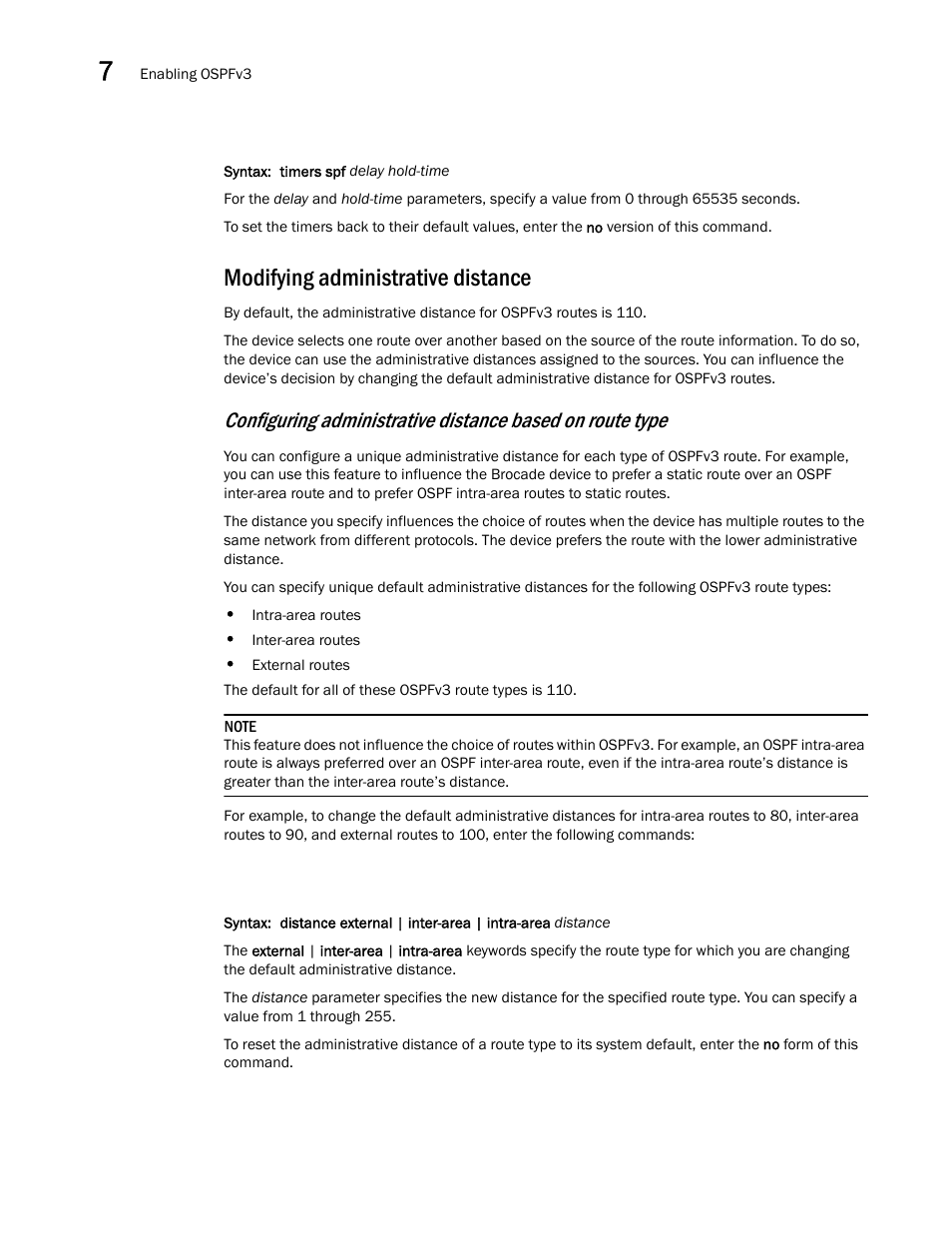 Modifying administrative distance | Brocade Virtual ADX Switch and Router Guide (Supporting ADX v03.1.00) User Manual | Page 180 / 374