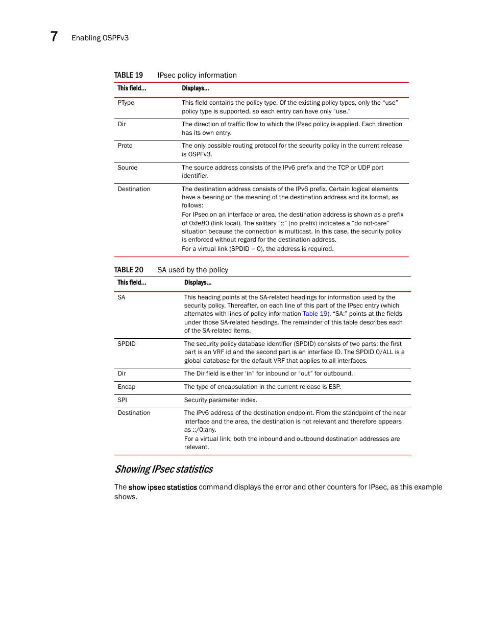 Showing ipsec statistics | Brocade Virtual ADX Switch and Router Guide (Supporting ADX v03.1.00) User Manual | Page 190 / 374