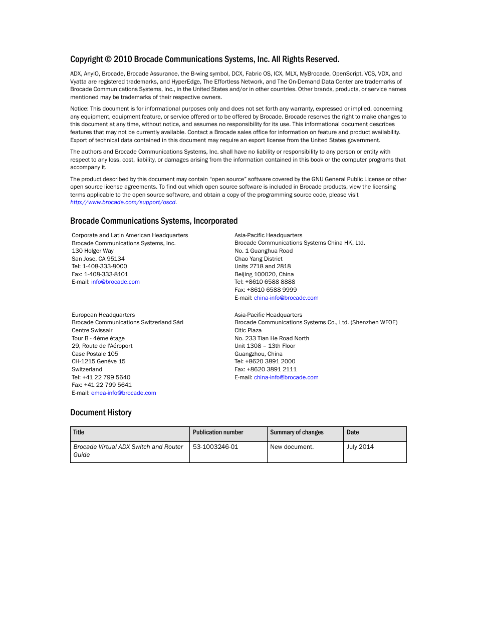 Brocade Virtual ADX Switch and Router Guide (Supporting ADX v03.1.00) User Manual | Page 2 / 374