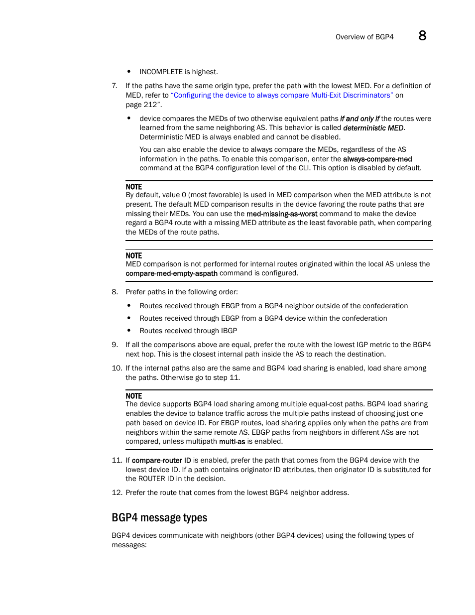 Bgp4 message types | Brocade Virtual ADX Switch and Router Guide (Supporting ADX v03.1.00) User Manual | Page 215 / 374