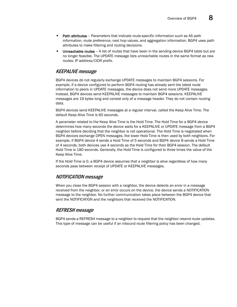 Keepalive message, Notification message, Refresh message | Brocade Virtual ADX Switch and Router Guide (Supporting ADX v03.1.00) User Manual | Page 217 / 374