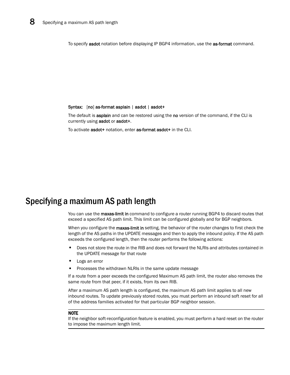 Specifying a maximum as path length | Brocade Virtual ADX Switch and Router Guide (Supporting ADX v03.1.00) User Manual | Page 232 / 374