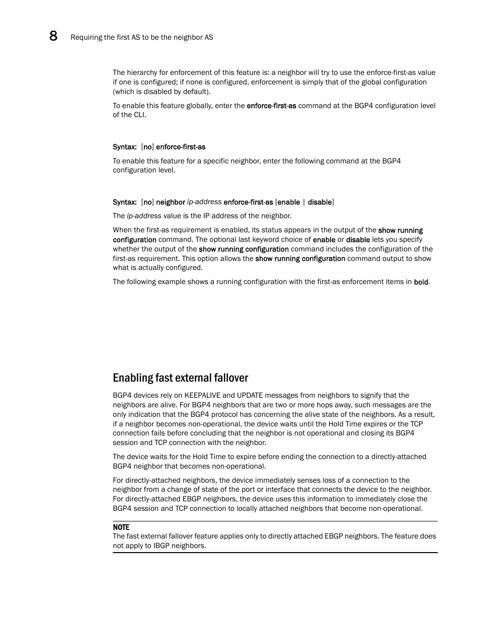 Enabling fast external fallover | Brocade Virtual ADX Switch and Router Guide (Supporting ADX v03.1.00) User Manual | Page 238 / 374