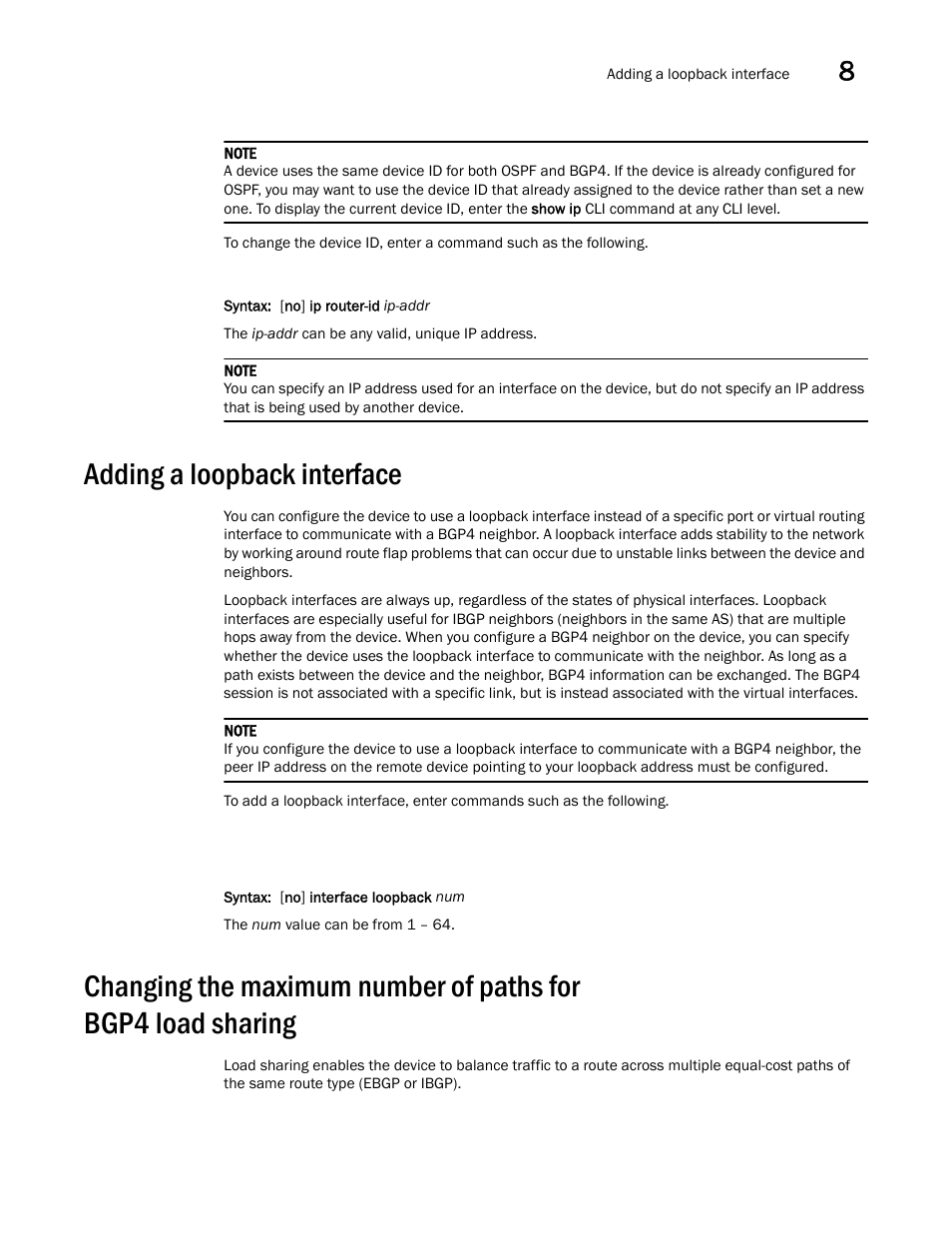 Adding a loopback interface | Brocade Virtual ADX Switch and Router Guide (Supporting ADX v03.1.00) User Manual | Page 259 / 374