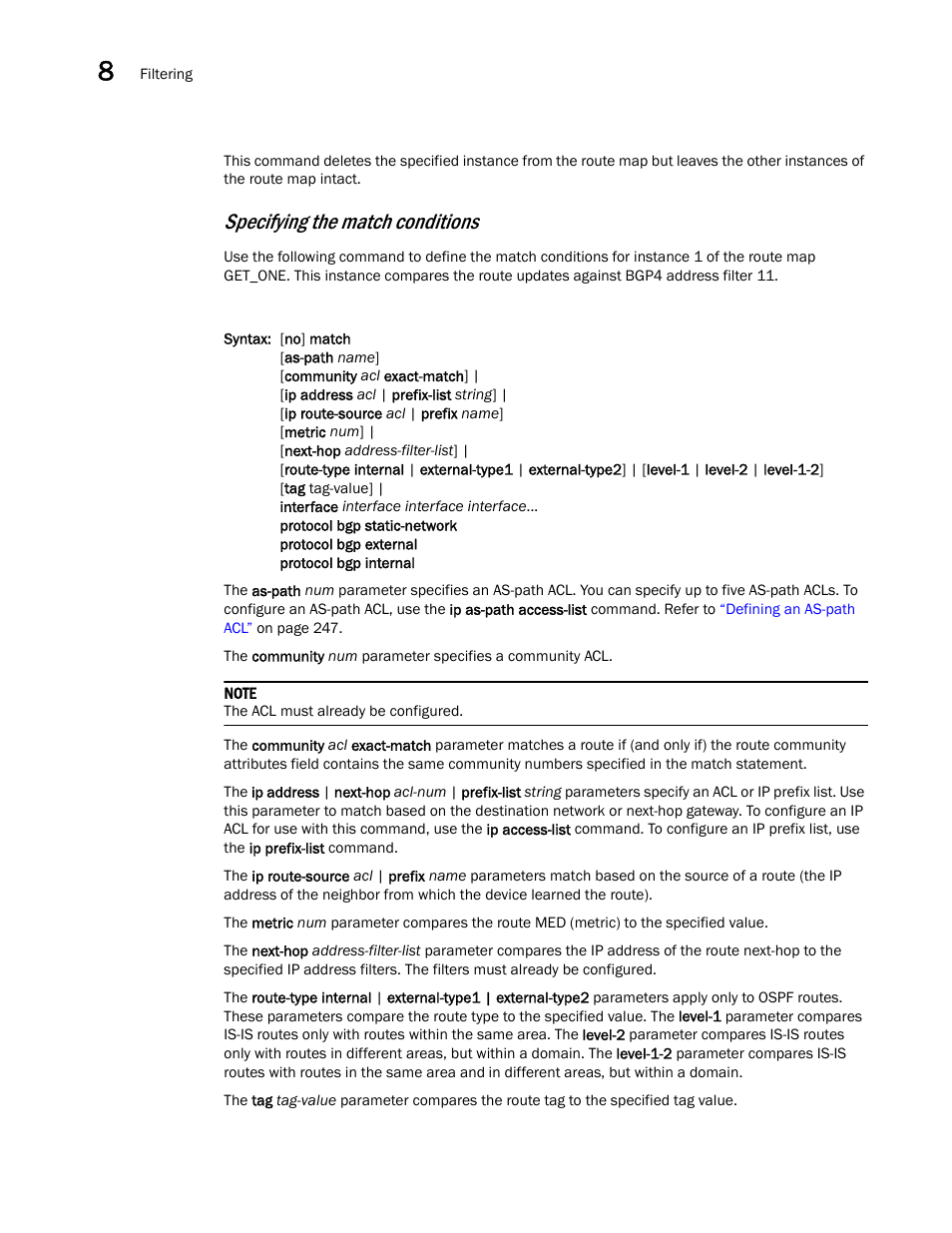 Specifying the match conditions | Brocade Virtual ADX Switch and Router Guide (Supporting ADX v03.1.00) User Manual | Page 268 / 374