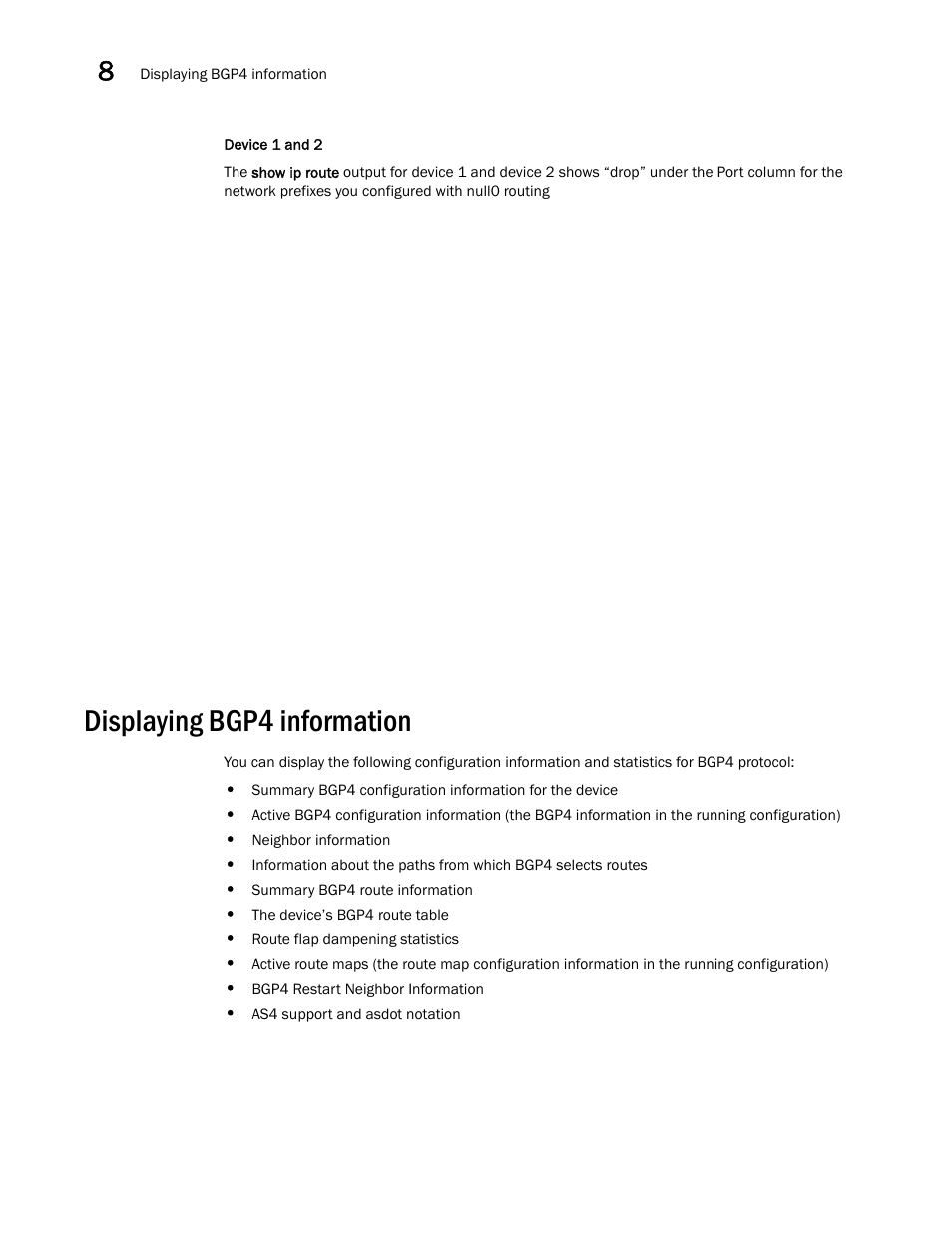 Displaying bgp4 information | Brocade Virtual ADX Switch and Router Guide (Supporting ADX v03.1.00) User Manual | Page 292 / 374