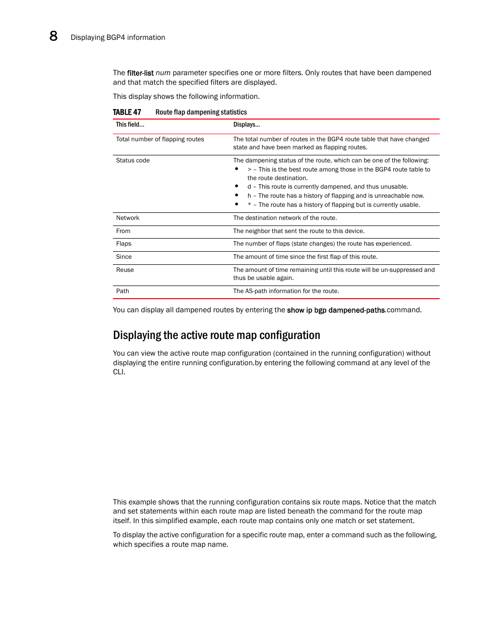 Displaying the active route map configuration | Brocade Virtual ADX Switch and Router Guide (Supporting ADX v03.1.00) User Manual | Page 318 / 374