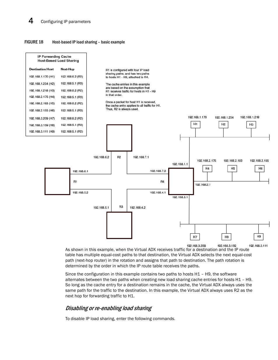 Figure 18, Disabling or re-enabling load sharing | Brocade Virtual ADX Switch and Router Guide (Supporting ADX v03.1.00) User Manual | Page 94 / 374