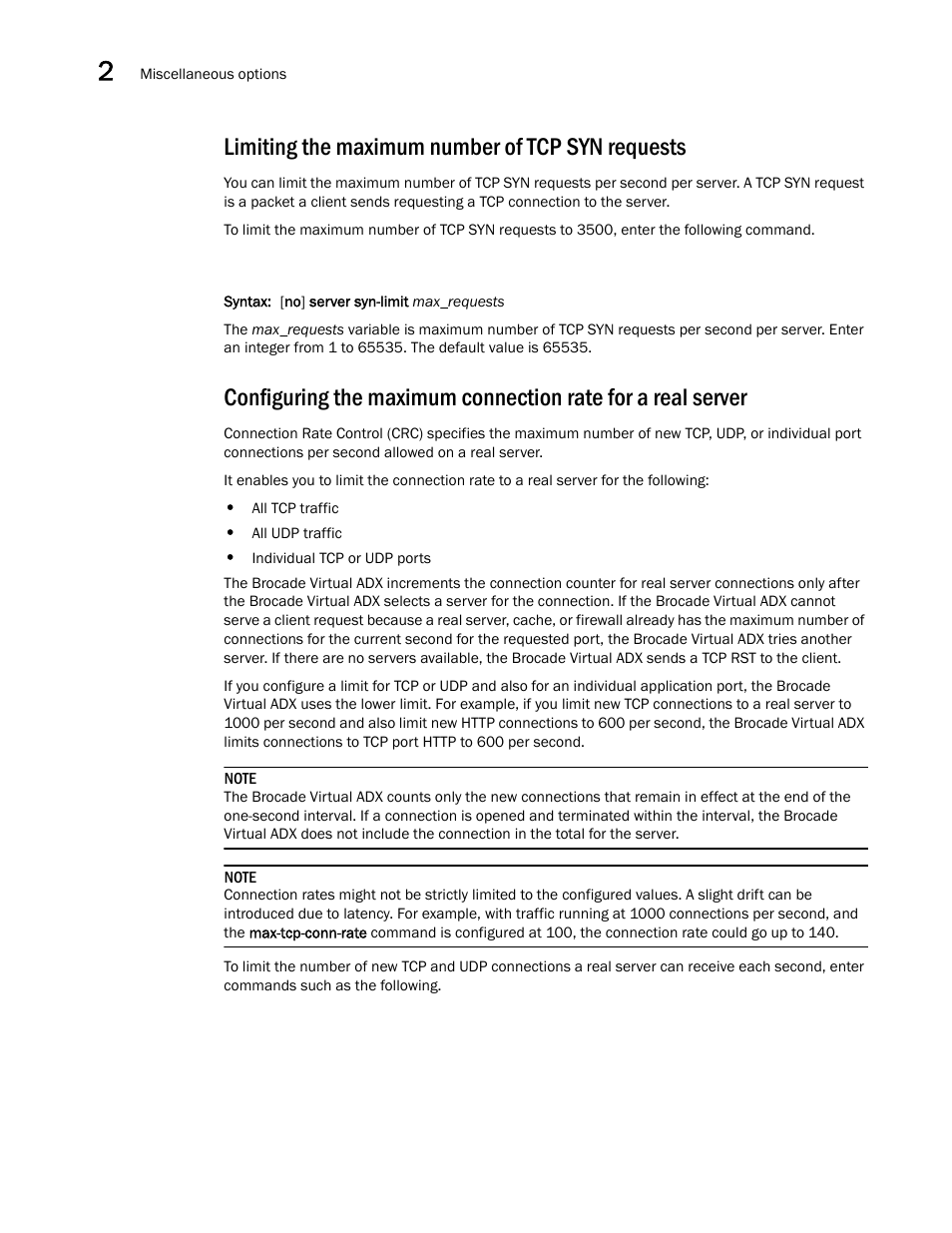 Limiting the maximum number of tcp syn requests | Brocade Virtual ADX Server Load Balancing Guide (Supporting ADX v03.1.00) User Manual | Page 126 / 408