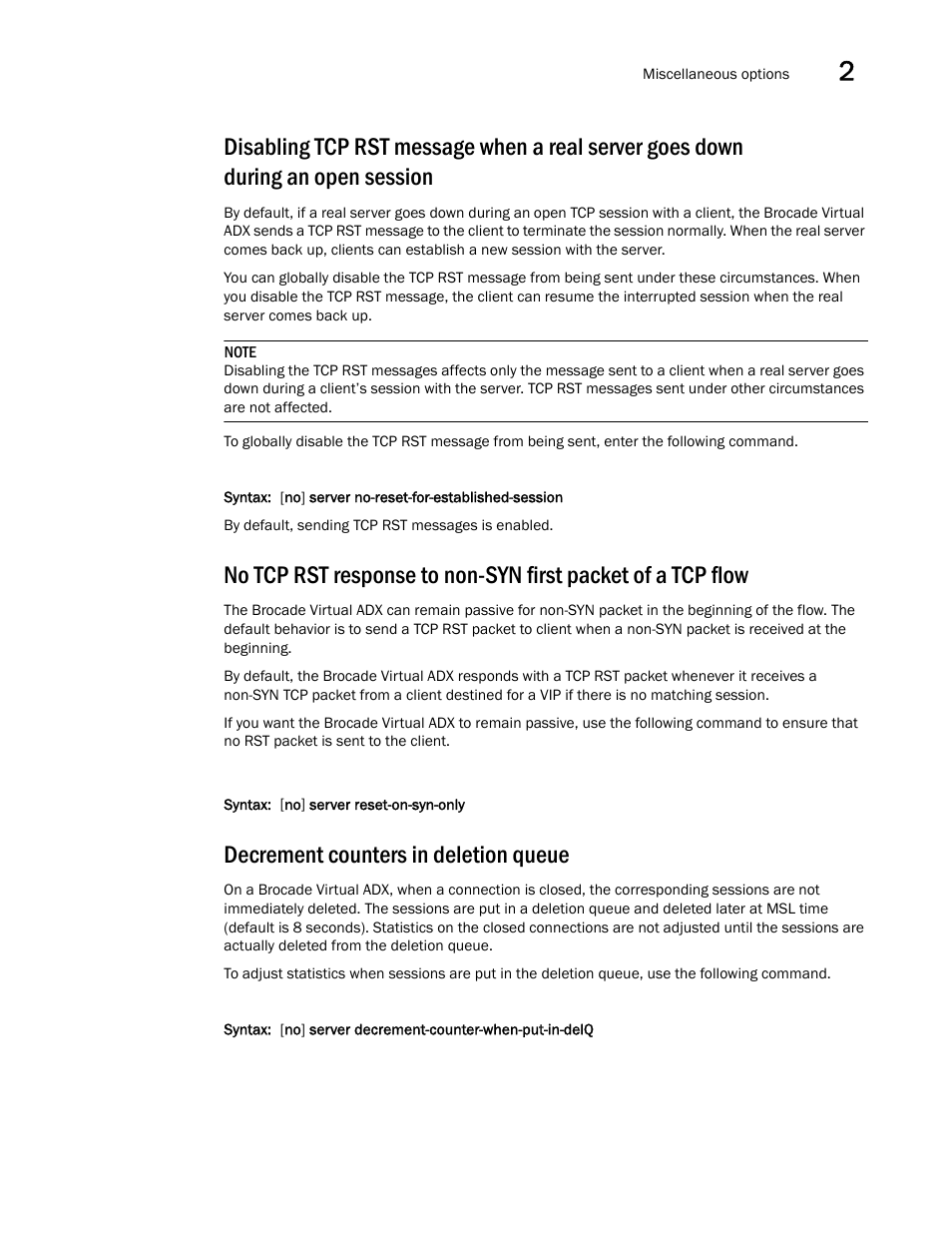 Decrement counters in deletion queue | Brocade Virtual ADX Server Load Balancing Guide (Supporting ADX v03.1.00) User Manual | Page 131 / 408