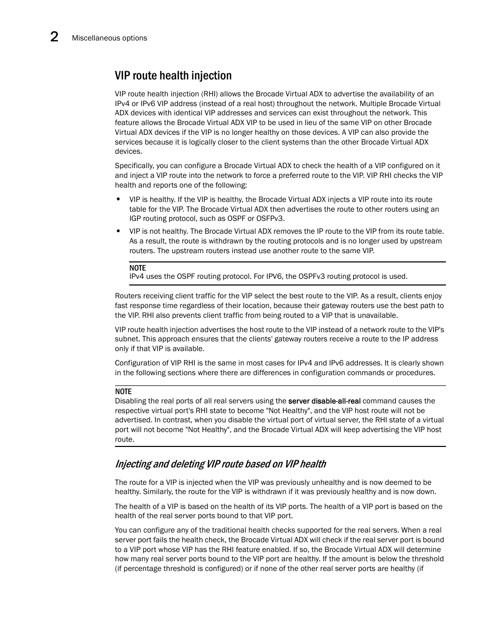 Vip route health injection | Brocade Virtual ADX Server Load Balancing Guide (Supporting ADX v03.1.00) User Manual | Page 140 / 408