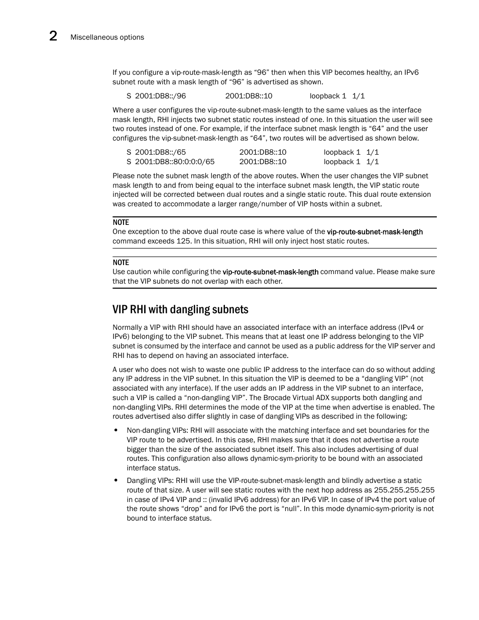 Vip rhi with dangling subnets | Brocade Virtual ADX Server Load Balancing Guide (Supporting ADX v03.1.00) User Manual | Page 146 / 408