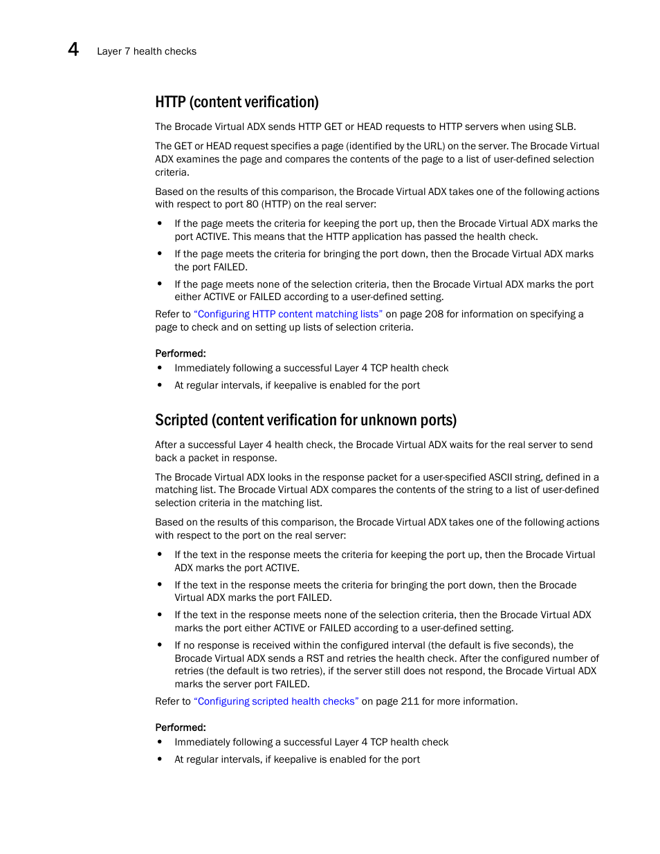 Http (content verification), Scripted (content verification for unknown ports) | Brocade Virtual ADX Server Load Balancing Guide (Supporting ADX v03.1.00) User Manual | Page 186 / 408