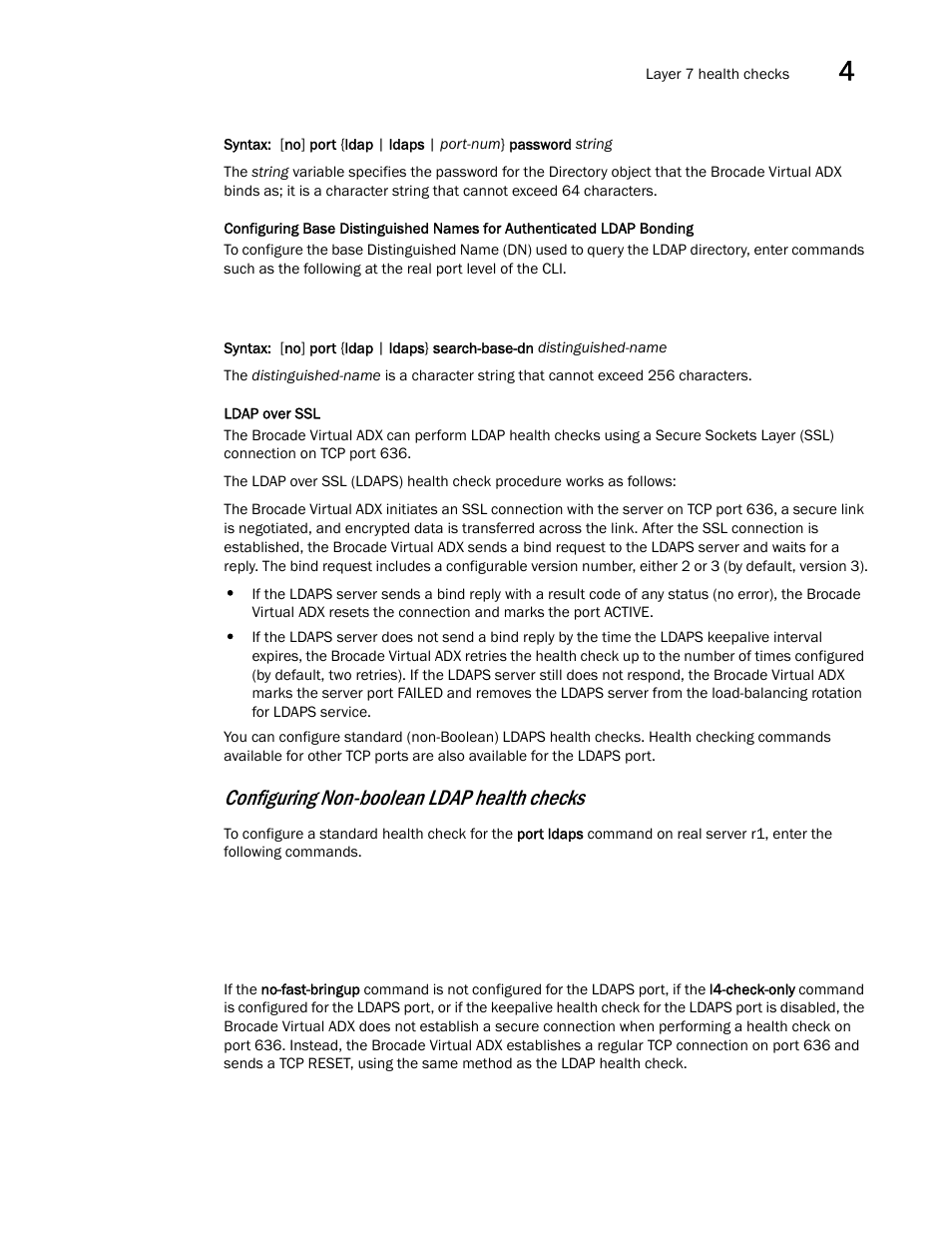 Configuring non-boolean ldap health checks | Brocade Virtual ADX Server Load Balancing Guide (Supporting ADX v03.1.00) User Manual | Page 197 / 408