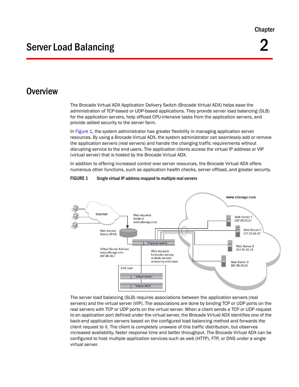 Server load balancing, Overview, Chapter 2 | Brocade Virtual ADX Server Load Balancing Guide (Supporting ADX v03.1.00) User Manual | Page 23 / 408