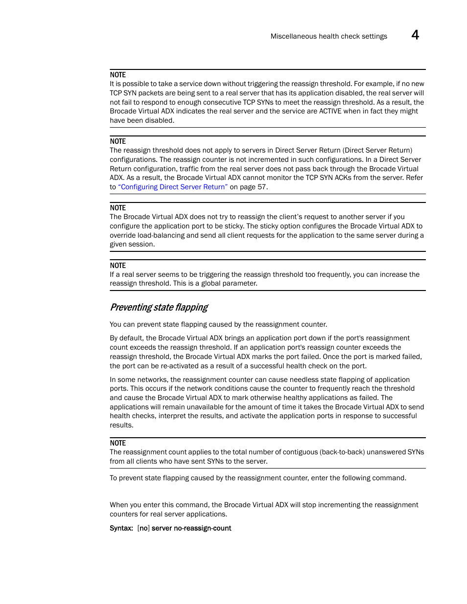 Preventing state flapping | Brocade Virtual ADX Server Load Balancing Guide (Supporting ADX v03.1.00) User Manual | Page 237 / 408