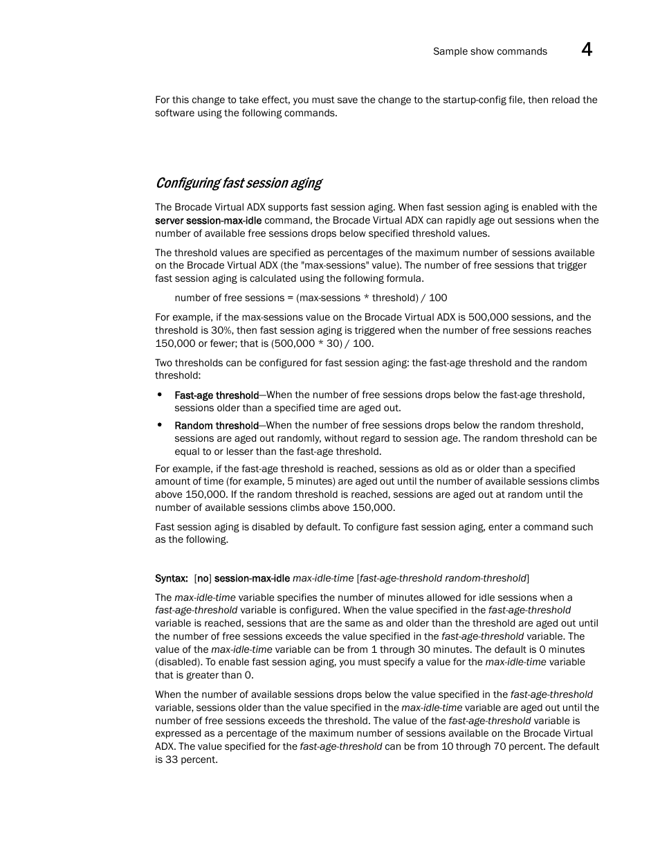 Configuring fast session aging | Brocade Virtual ADX Server Load Balancing Guide (Supporting ADX v03.1.00) User Manual | Page 253 / 408