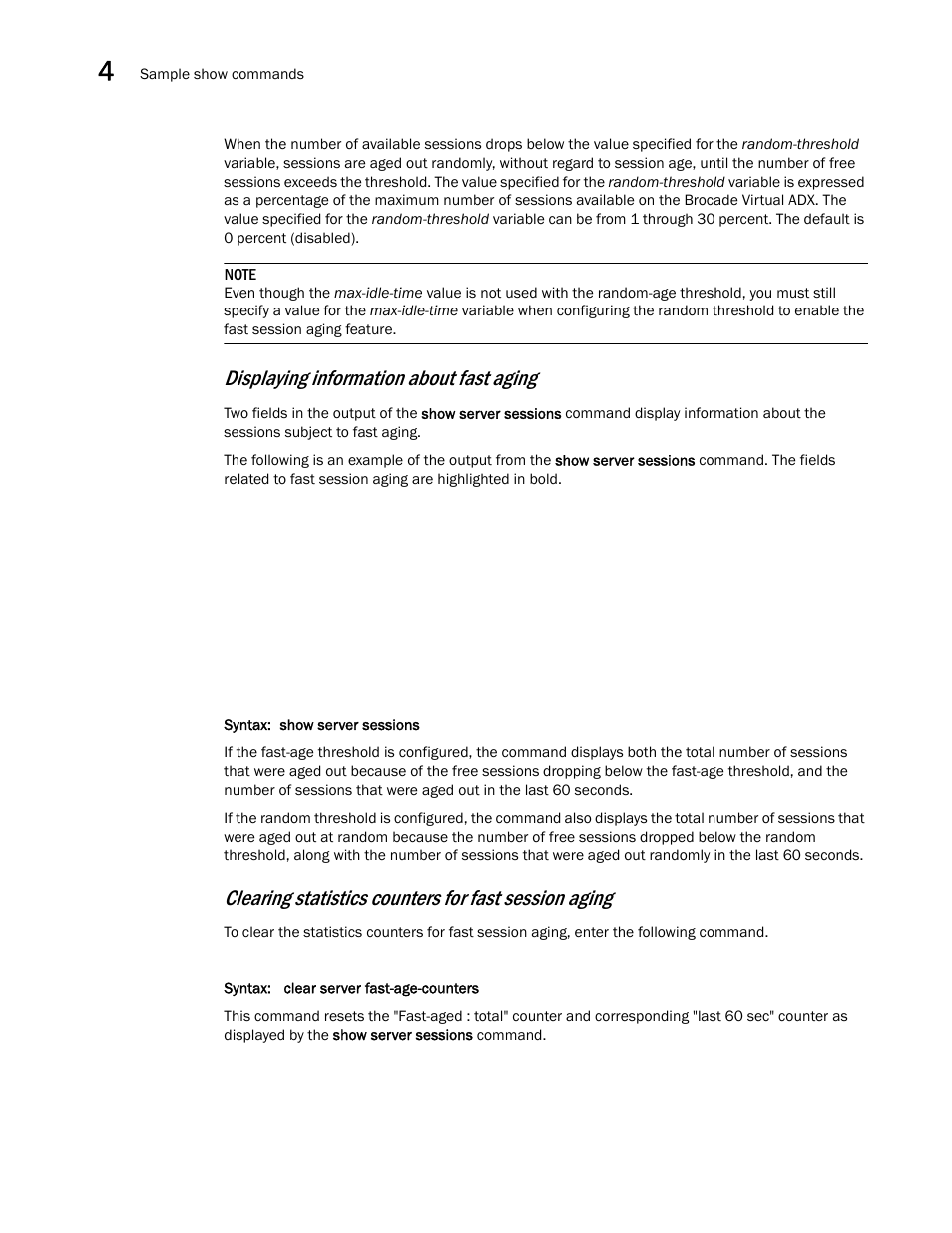 Displaying information about fast aging | Brocade Virtual ADX Server Load Balancing Guide (Supporting ADX v03.1.00) User Manual | Page 254 / 408