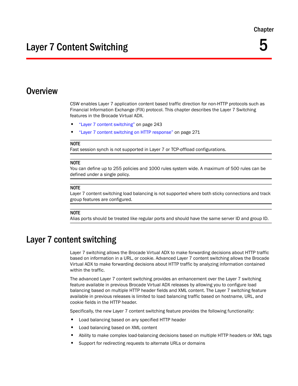 Layer 7 content switching, Overview, Chapter 5 | Brocade Virtual ADX Server Load Balancing Guide (Supporting ADX v03.1.00) User Manual | Page 259 / 408