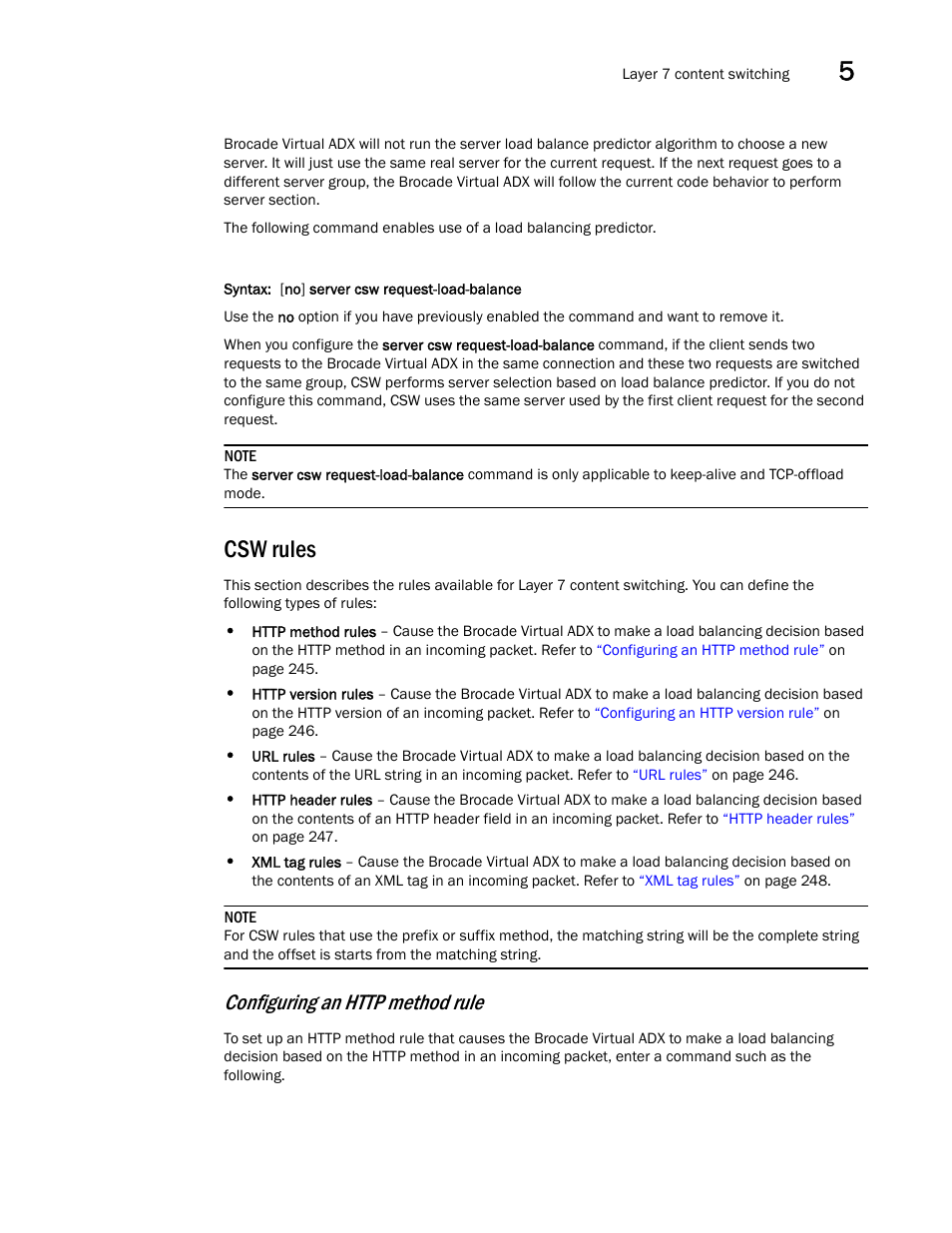 Csw rules | Brocade Virtual ADX Server Load Balancing Guide (Supporting ADX v03.1.00) User Manual | Page 261 / 408