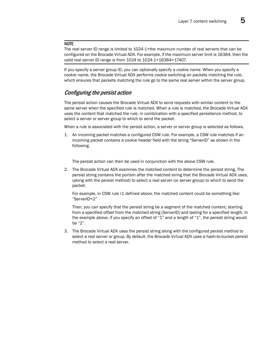 Configuring the persist action | Brocade Virtual ADX Server Load Balancing Guide (Supporting ADX v03.1.00) User Manual | Page 267 / 408