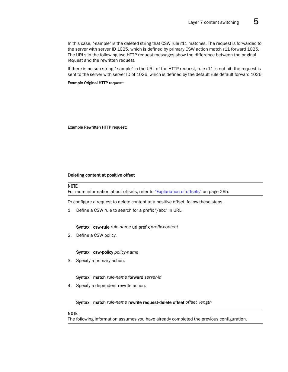 Deleting content at positive offset | Brocade Virtual ADX Server Load Balancing Guide (Supporting ADX v03.1.00) User Manual | Page 273 / 408