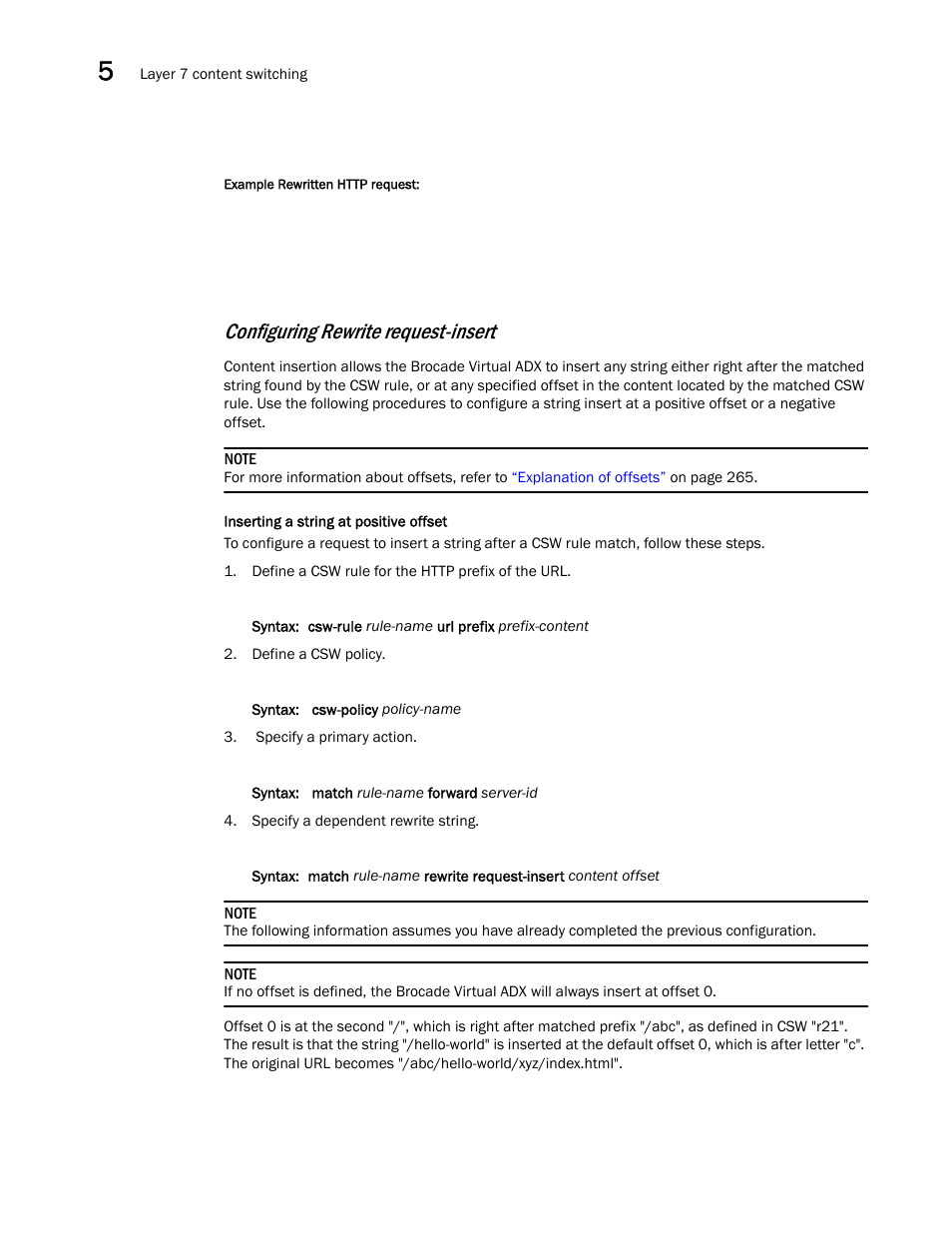 Configuring rewrite request-insert | Brocade Virtual ADX Server Load Balancing Guide (Supporting ADX v03.1.00) User Manual | Page 276 / 408