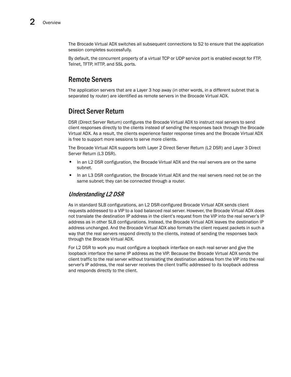 Remote servers, Direct server return, Understanding l2 dsr | Brocade Virtual ADX Server Load Balancing Guide (Supporting ADX v03.1.00) User Manual | Page 32 / 408