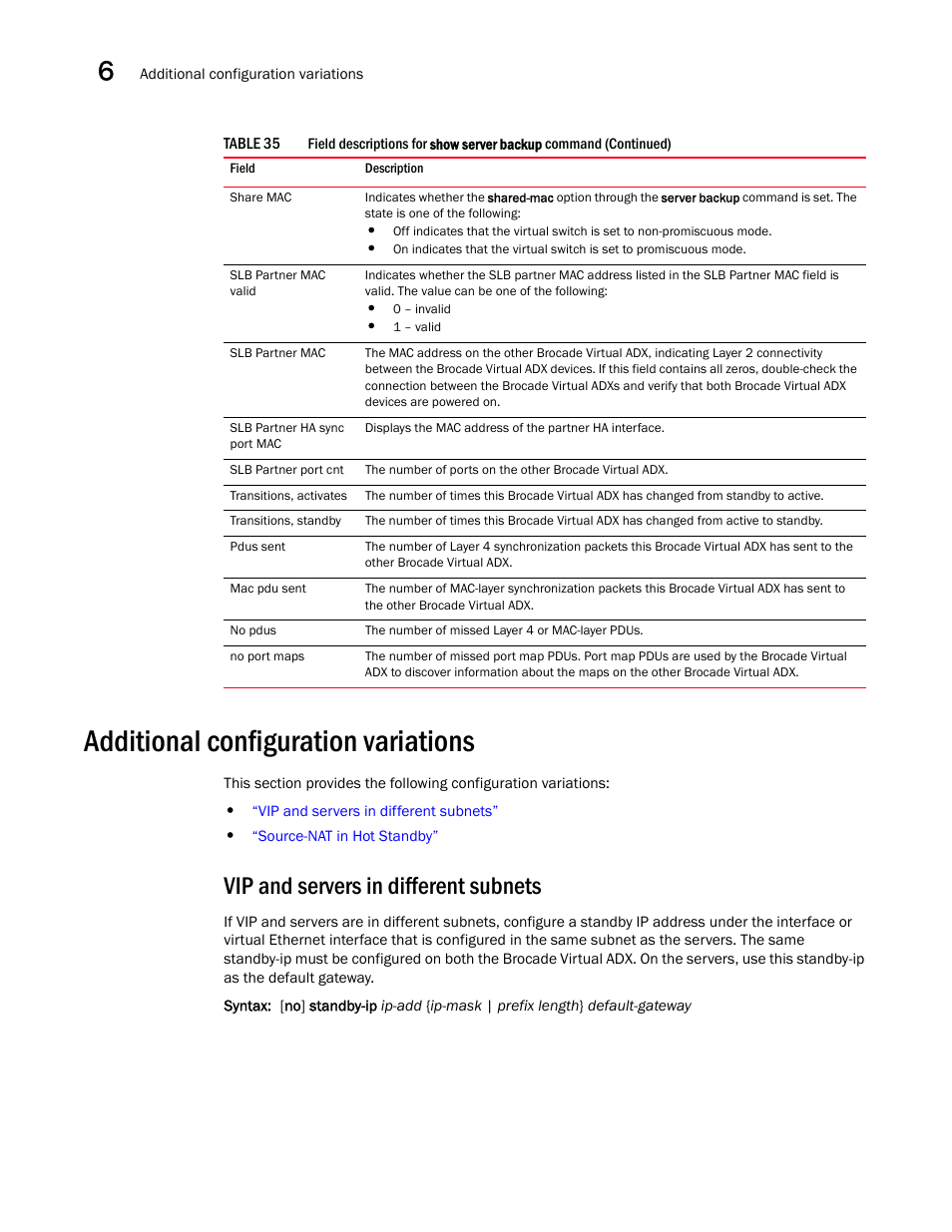 Additional configuration variations, Vip and servers in different subnets | Brocade Virtual ADX Server Load Balancing Guide (Supporting ADX v03.1.00) User Manual | Page 328 / 408