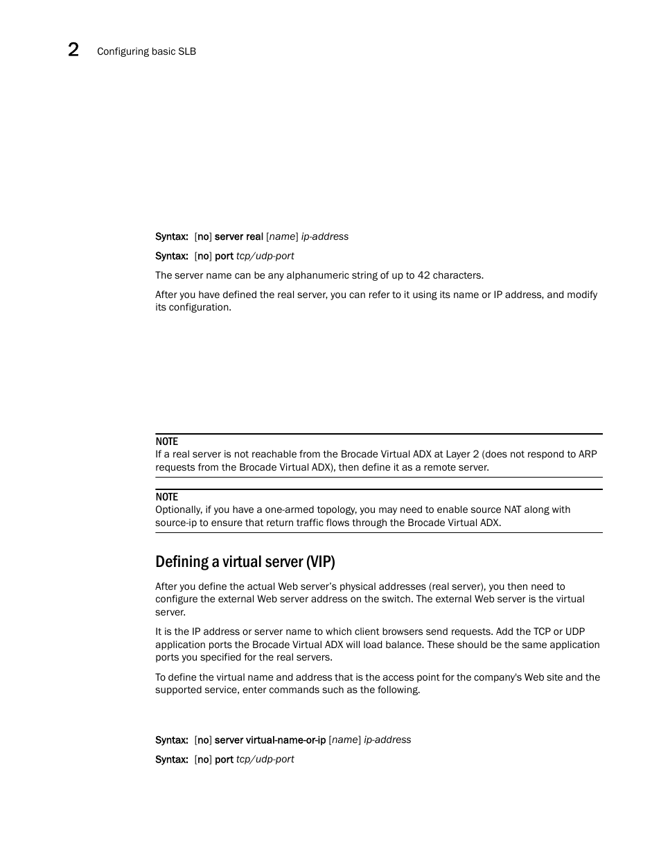 Defining a virtual server (vip) | Brocade Virtual ADX Server Load Balancing Guide (Supporting ADX v03.1.00) User Manual | Page 36 / 408