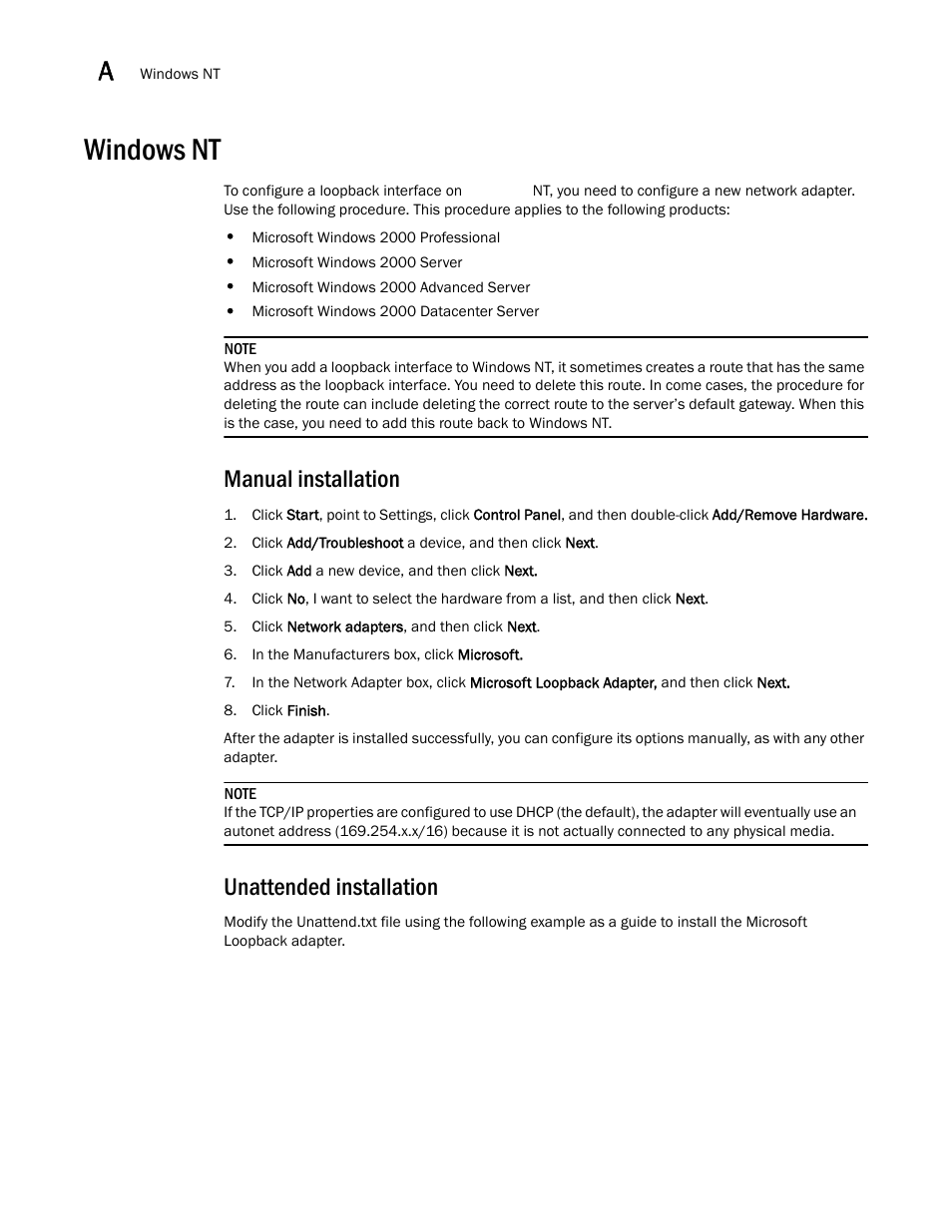 Windows nt, Manual installation, Unattended installation | Brocade Virtual ADX Server Load Balancing Guide (Supporting ADX v03.1.00) User Manual | Page 366 / 408