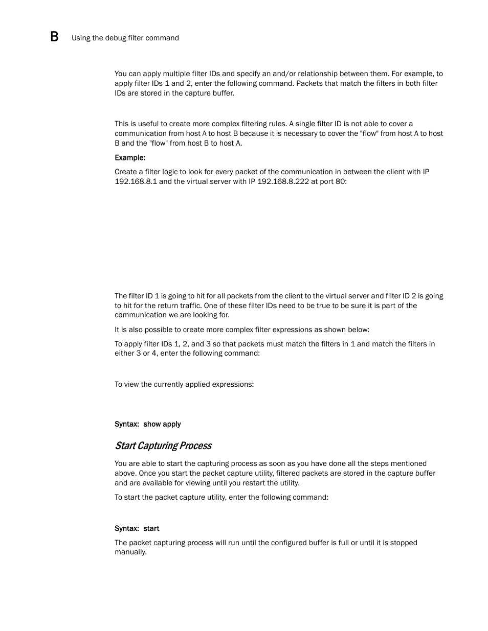 Start capturing process | Brocade Virtual ADX Server Load Balancing Guide (Supporting ADX v03.1.00) User Manual | Page 378 / 408