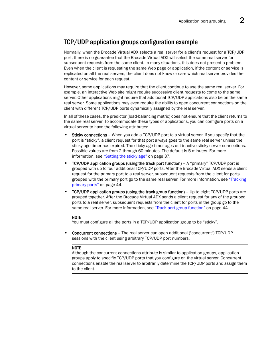 Tcp/udp application groups configuration example, Tcp/udp application groups configuration, Example | Brocade Virtual ADX Server Load Balancing Guide (Supporting ADX v03.1.00) User Manual | Page 63 / 408