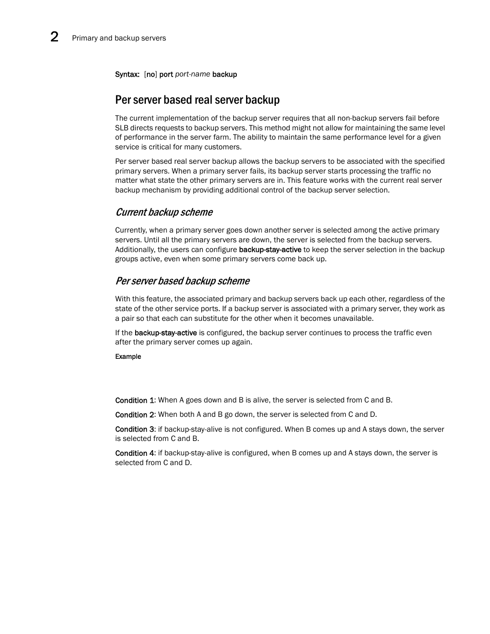 Per server based real server backup, Current backup scheme, Per server based backup scheme | Brocade Virtual ADX Server Load Balancing Guide (Supporting ADX v03.1.00) User Manual | Page 70 / 408