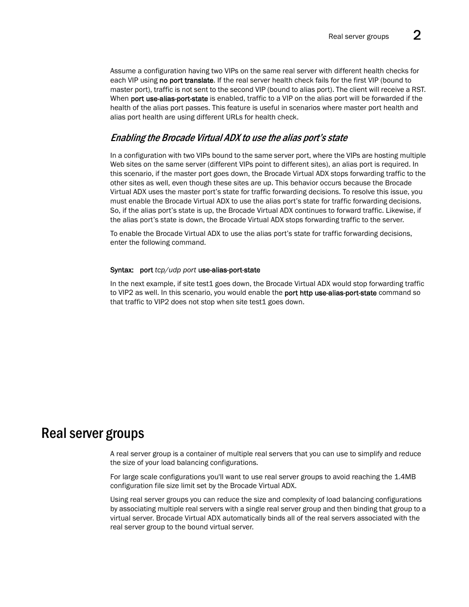 Real server groups | Brocade Virtual ADX Server Load Balancing Guide (Supporting ADX v03.1.00) User Manual | Page 93 / 408