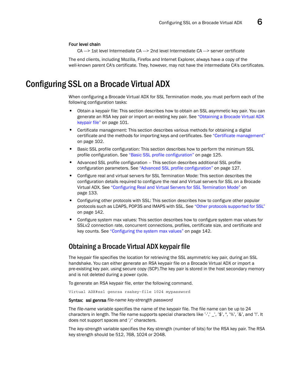 Configuring ssl on a brocade virtual adx, Obtaining a brocade virtual adx keypair file | Brocade Virtual ADX Security Guide (Supporting ADX v03.1.00) User Manual | Page 113 / 180