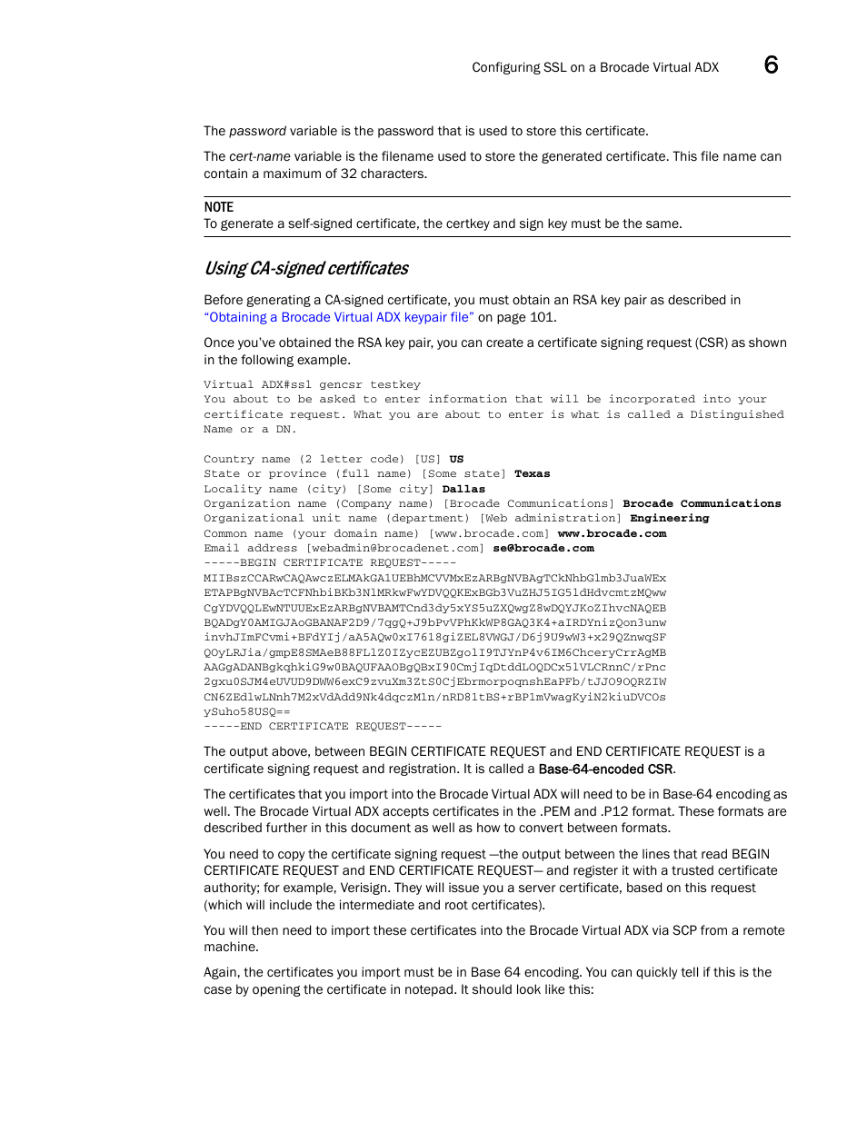 Using ca-signed certificates | Brocade Virtual ADX Security Guide (Supporting ADX v03.1.00) User Manual | Page 115 / 180