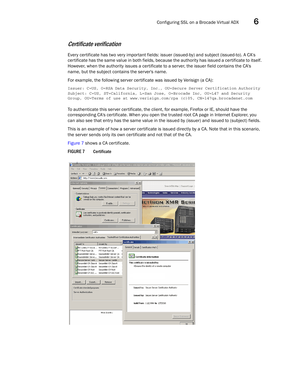 Certificate verification | Brocade Virtual ADX Security Guide (Supporting ADX v03.1.00) User Manual | Page 125 / 180