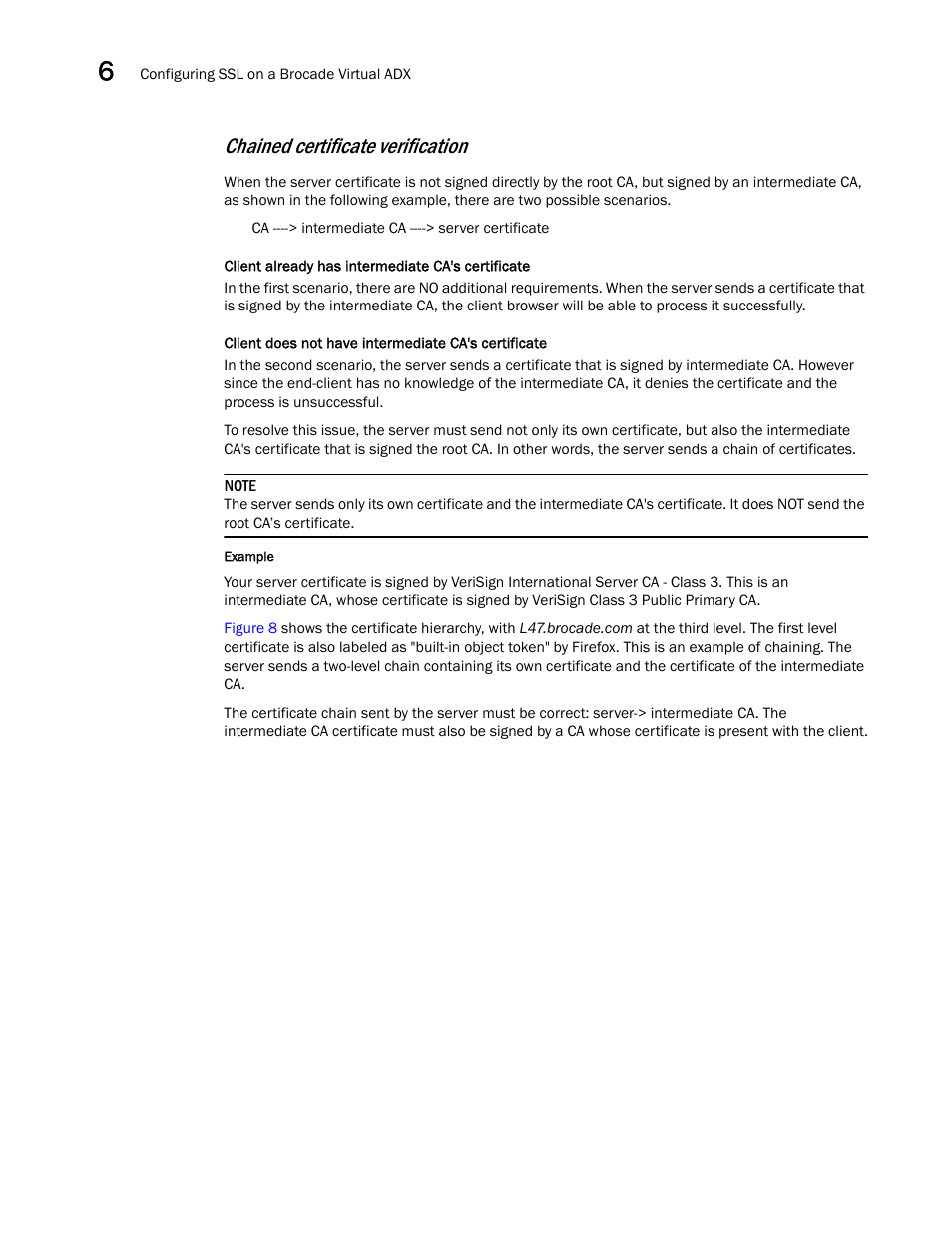 Chained certificate verification | Brocade Virtual ADX Security Guide (Supporting ADX v03.1.00) User Manual | Page 126 / 180