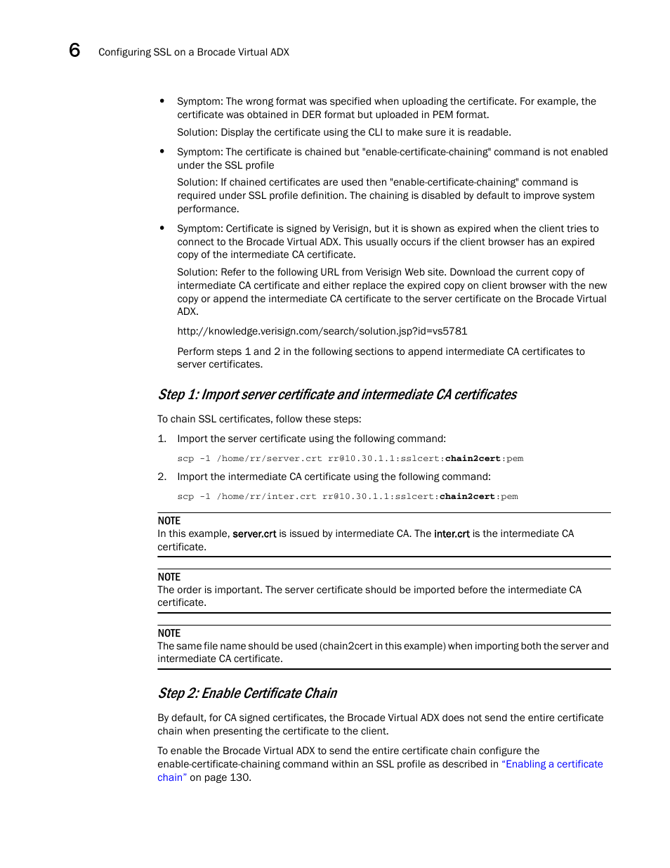 Step 2: enable certificate chain | Brocade Virtual ADX Security Guide (Supporting ADX v03.1.00) User Manual | Page 136 / 180